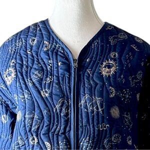 Johnny Was‎ Yessi Astrology Quilted Jacket Women S Blue Zodiac Celestial Boho